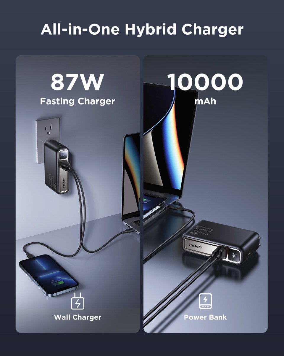 PISEN PRO 87W GaN Power Bank 10000mAh Kit – Fast Charger with Wall Adapter (TS-D319) - Pro iPhone Repair