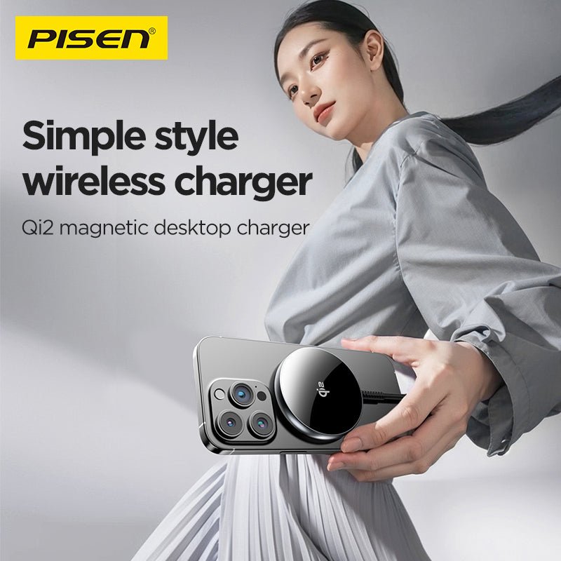PISEN Qi2 Magnetic Desktop Charging Pad – 15W MagSafe Wireless Charger (TP-C56) - Pro iPhone Repair