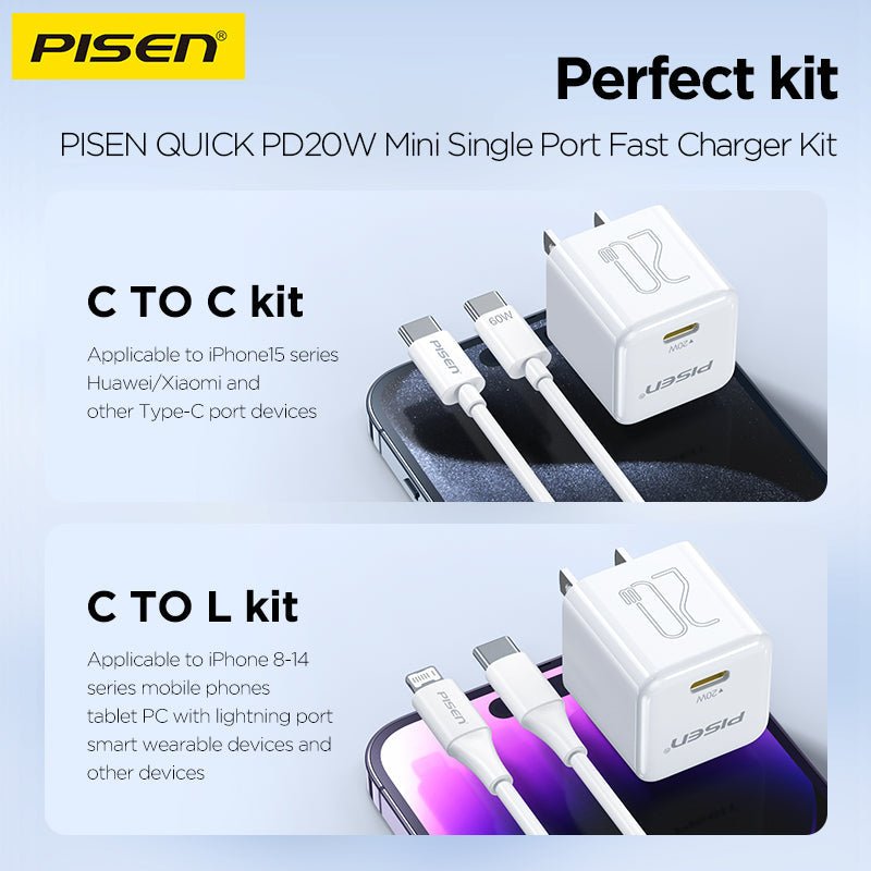 PISEN QUICK 20W PD Pudding Charger – Single-Port USB-C Fast Wall Charger (TP-C36) - Pro iPhone Repair