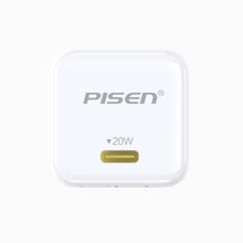 USB-C port face of the white PISEN QUICK 20W PD Pudding Charger TP-C36 with PISEN logo