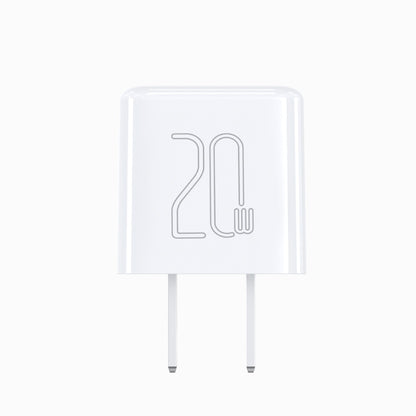 Front view of the white PISEN QUICK 20W PD Pudding Charger TP-C36 showing embossed 20W design and US plug pins
