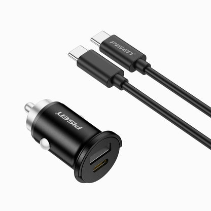 PISEN QUICK 30W Mini Car Charger – USB-C + USB-A Fast-Charging Adapter (TP-C73) - Pro iPhone Repair