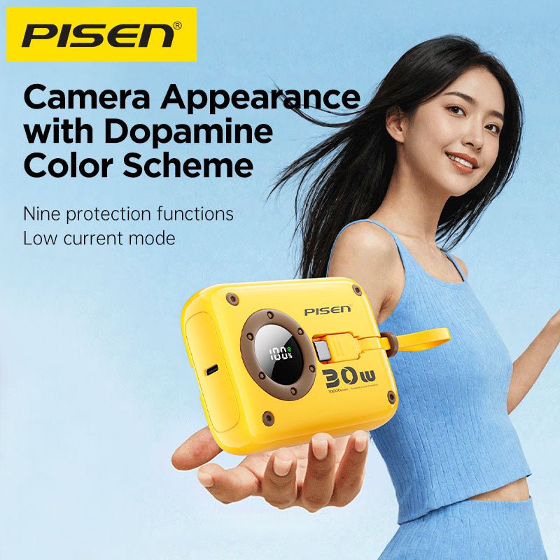 PISEN QUICK 30W Mini Power Bank with Dual Built-In Cables – Compact Fast Charger (TS-D373) - Pro iPhone Repair