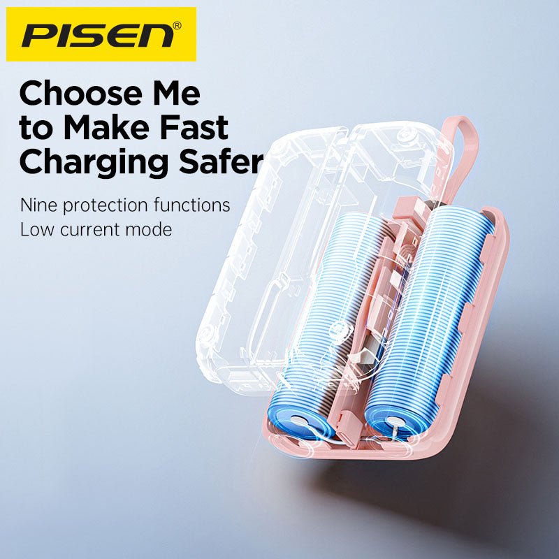 PISEN QUICK 30W Mini Power Bank with Dual Built-In Cables – Compact Fast Charger (TS-D373) - Pro iPhone Repair