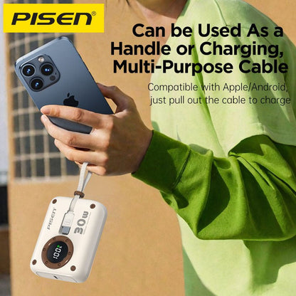 PISEN QUICK 30W Mini Power Bank with Dual Built-In Cables – Compact Fast Charger (TS-D373) - Pro iPhone Repair