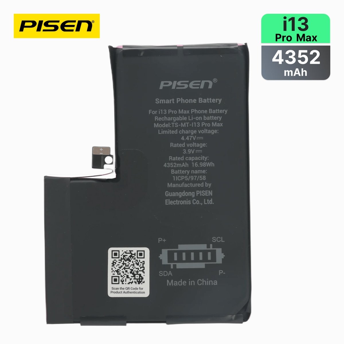 PISEN Replacement Battery for iPhone 13 Pro Max – Built-In Internal Phone Battery (I13 Pro Max) - Pro iPhone Repair