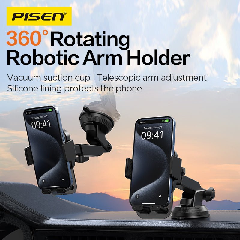 PISEN Robot Arm Car Phone Holder – Adjustable Dashboard Mount with Flexible Arm (TP-ZJ05) - Pro iPhone Repair
