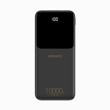 PISEN Semi-Mirror 10W 10000mAh power bank in black, front view with digital battery display