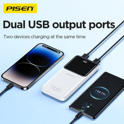 PISEN Semi-Mirror 10W Power Bank 10000mAh – Slim Portable Charger (TP-D053) - Pro iPhone Repair
