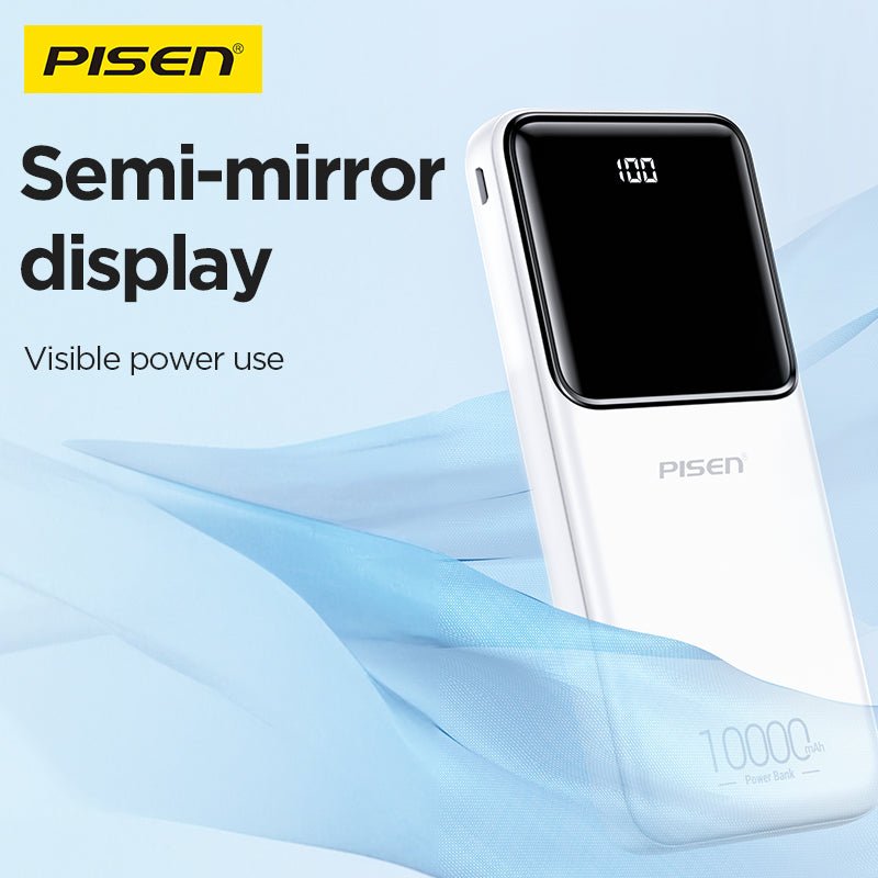 PISEN Semi-Mirror 10W Power Bank 10000mAh – Slim Portable Charger (TP-D053) - Pro iPhone Repair