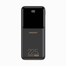 PISEN Semi-Mirror 22.5W 20000mAh power bank in black, front view with mirrored LED display