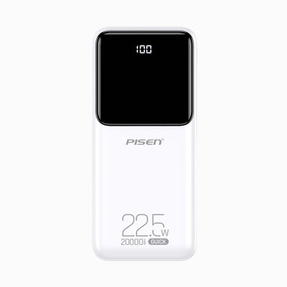 White PISEN Semi-Mirror 22.5W 20000mAh quick-charge power bank, front product view