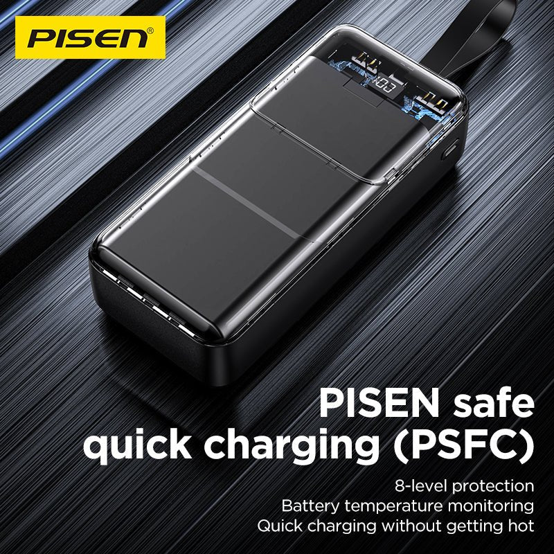 PISEN Semi-Mirror 22.5W Power Bank 30000mAh – High-Capacity Fast Portable Charger (TP-D040) - Pro iPhone Repair