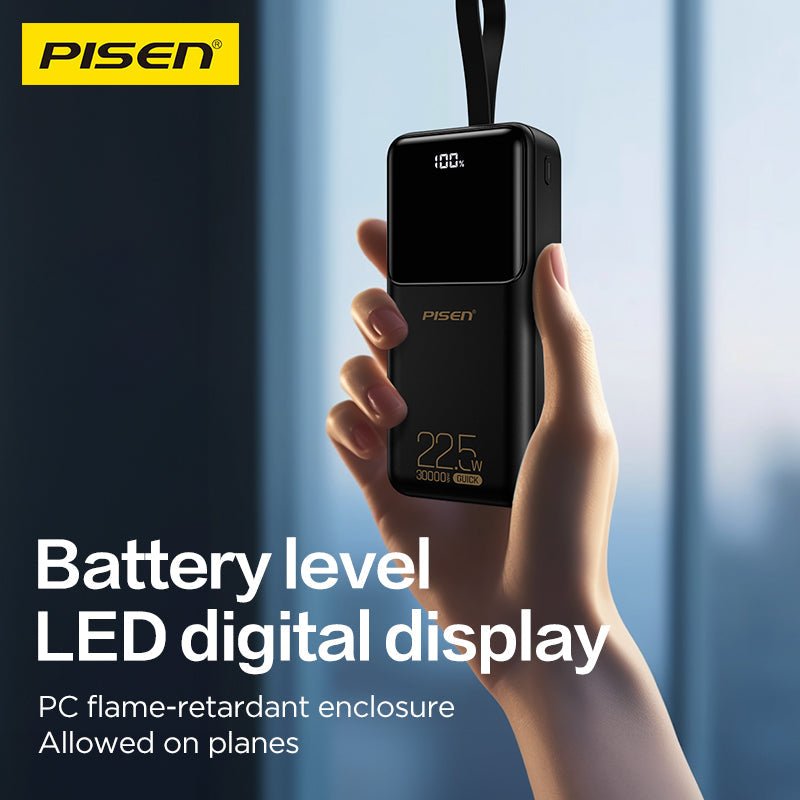 PISEN Semi-Mirror 22.5W Power Bank 30000mAh – High-Capacity Fast Portable Charger (TP-D040) - Pro iPhone Repair