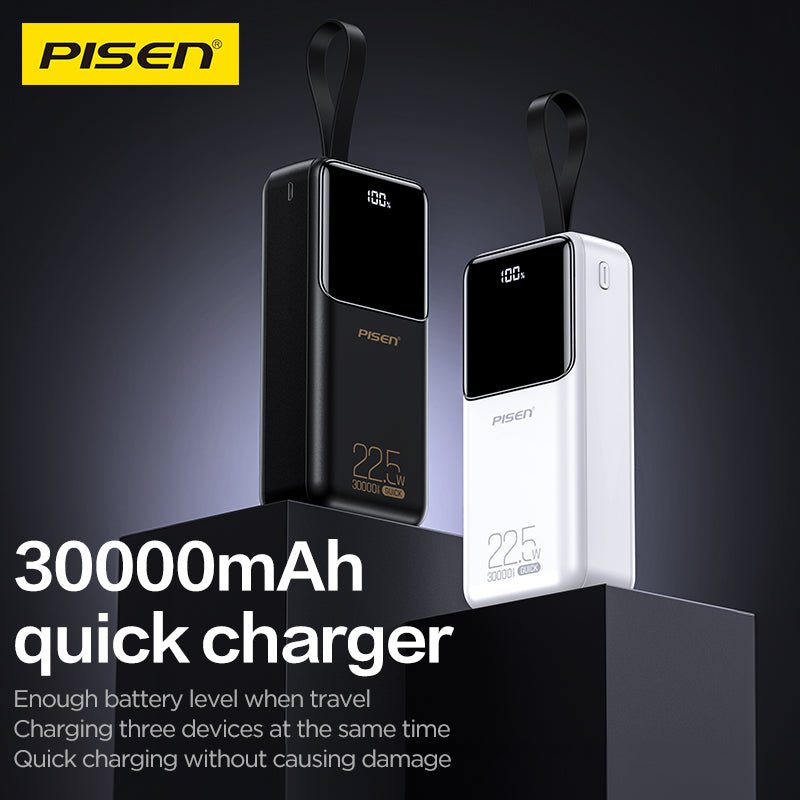 PISEN Semi-Mirror 22.5W Power Bank 30000mAh – High-Capacity Fast Portable Charger (TP-D040) - Pro iPhone Repair