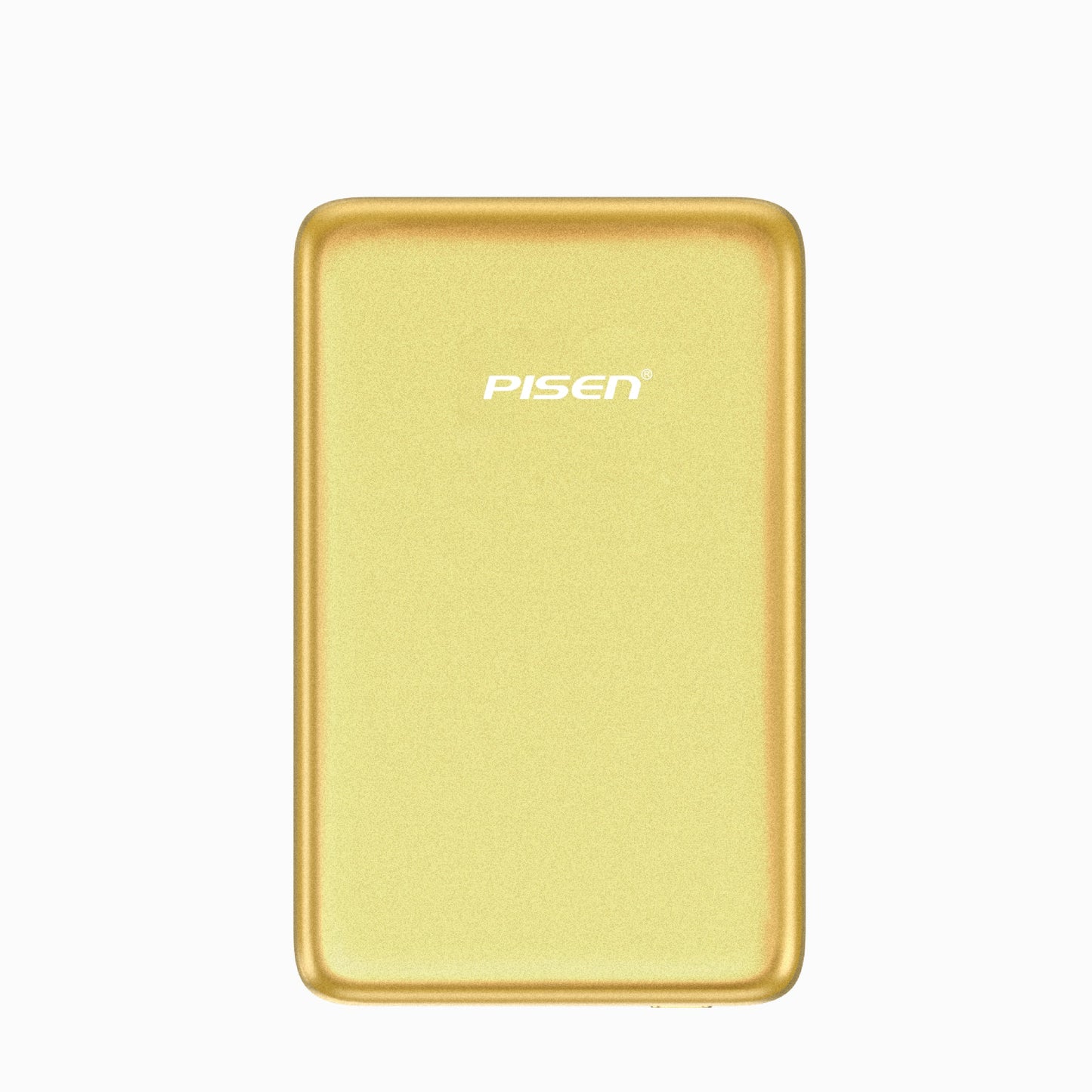 PISEN SleekVolt 20W wireless 5000mAh MagSafe power bank in gold, front view