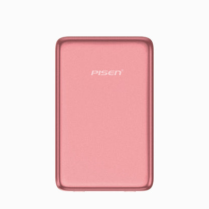 PISEN SleekVolt 20W wireless 5000mAh MagSafe power bank in pink, front view