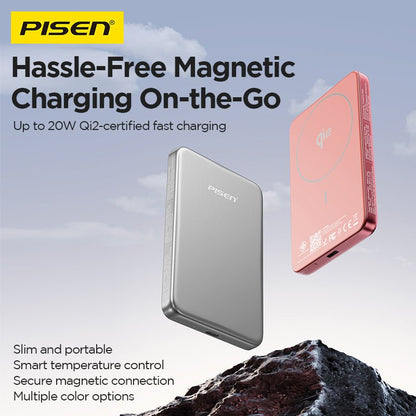 PISEN SleekVolt 20W Wireless Power Bank 5000mAh – Slim MagSafe Portable Charger (TP-D147) - Pro iPhone Repair