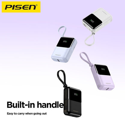 PISEN Sunny Power 22.5W Mini Power Bank 10000mAh – Compact Charger with Two Built-In Cables (TP-D096) - Pro iPhone Repair