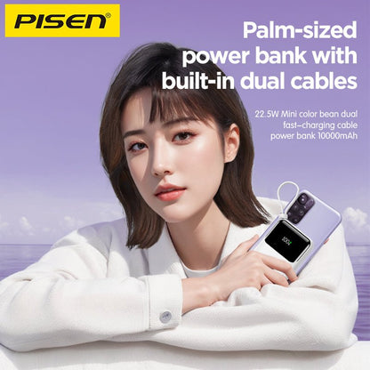 PISEN Sunny Power 22.5W Mini Power Bank 10000mAh – Compact Charger with Two Built-In Cables (TP-D096) - Pro iPhone Repair