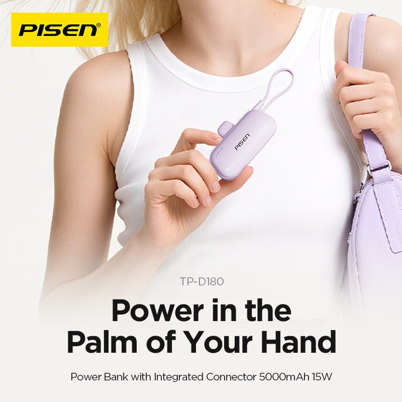PISEN Tiny 15W Mini Power Bank 5000mAh – Compact Pocket Portable Charger (TP-D180) - Pro iPhone Repair