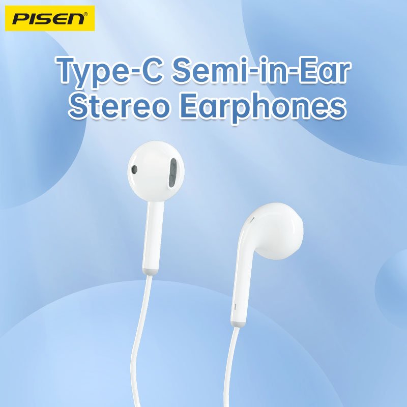 PISEN Type-C Semi-In-Ear Wired Earphones – Stereo USB-C Earbuds with Mic (TP-CP03) - Pro iPhone Repair