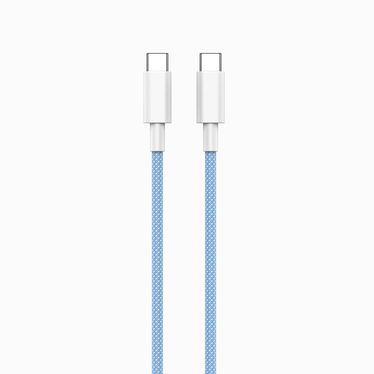 PISEN Vivid Series 100W USB-C to USB-C braided cable 1m, blue colorway with dual connector close-up