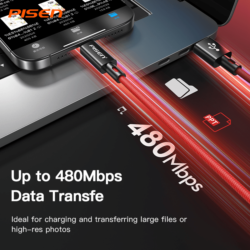 Platinum USB-A to Lightning Cable (12W) PISEN Fast-Charging iPhone Cable, Black (AL38-1000) - Pro iPhone Repair