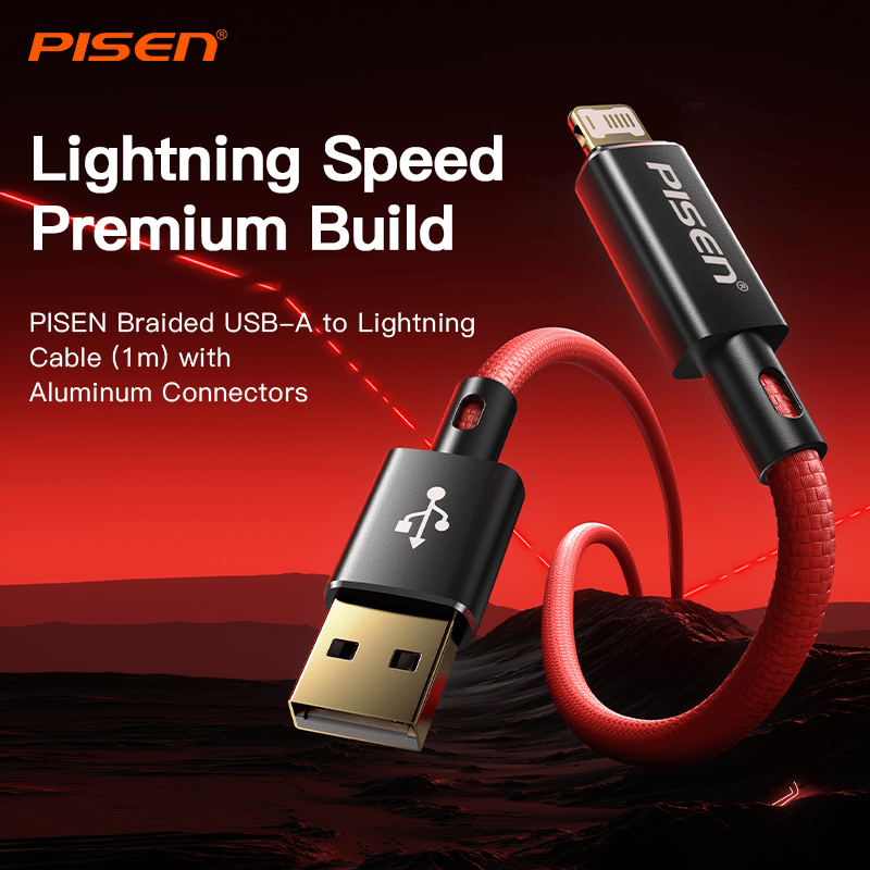 Platinum USB-A to Lightning Cable (12W) PISEN Fast-Charging iPhone Cable, Black (AL38-1000) - Pro iPhone Repair