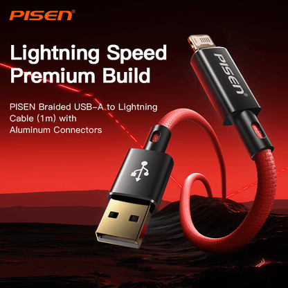 Platinum USB-A to Lightning Cable (12W) PISEN Fast-Charging iPhone Cable, Black (AL38-1000) - Pro iPhone Repair