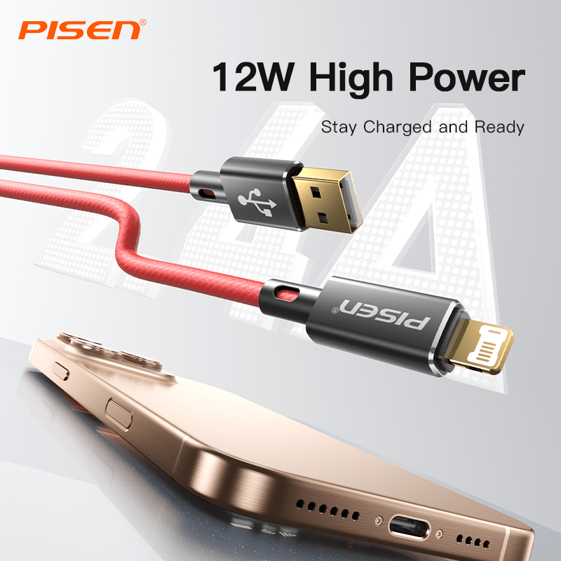 Platinum USB-A to Lightning Cable (12W) PISEN Fast-Charging iPhone Cable, Black (AL38-1000) - Pro iPhone Repair