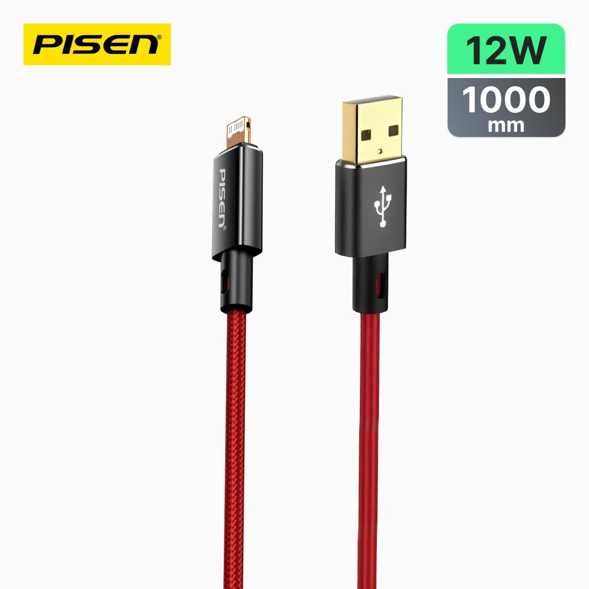 Platinum USB-A to Lightning Cable (12W) PISEN Fast-Charging iPhone Cable, Black (AL38-1000) - Pro iPhone Repair
