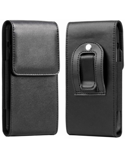 Vertical Belt Clip Phone Pouch — Fits Phones up to 6.9", Black