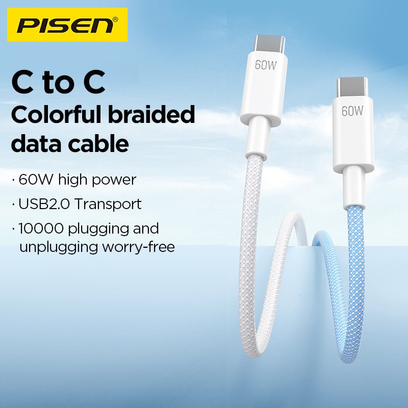 PRO USB-C to USB-C Braided Cable (60W) PISEN Fast-Charging & Sync Cable (CC11) - Pro iPhone Repair