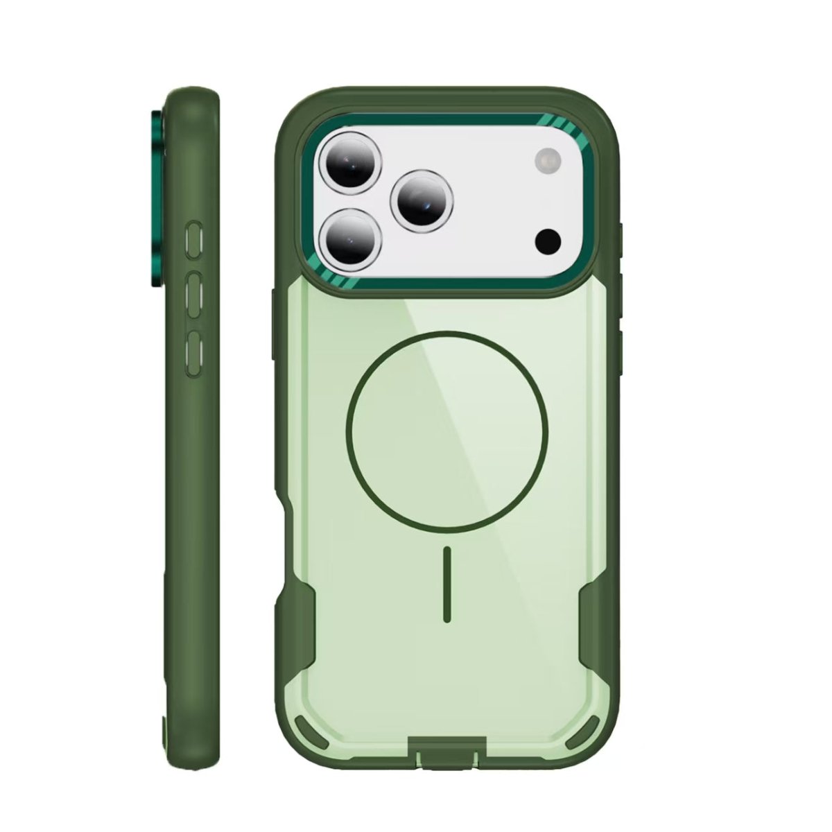 Rugged Clear MagSafe Case with Camera Guard - Green for iPhone 17 Pro / 18 Pro Phone Case - Pro iPhone Repair