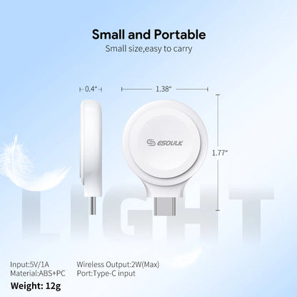 Esoulk Convenient Magnetic Wireless Charger for Smart Watch - WHITE