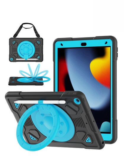 Shockproof Heavy Duty Stand Case with Pen Slot - Black & Blue for iPad 10.2" (7th / 8th / 9th) / Air 3 / Pro 10.5