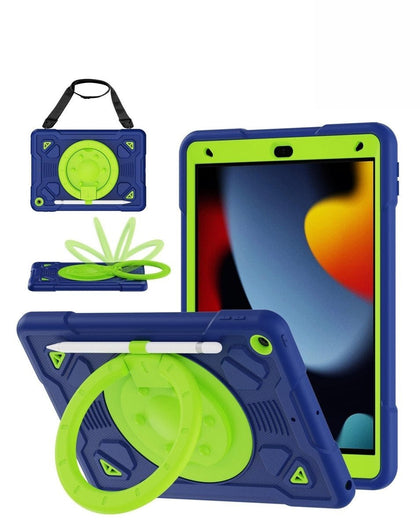 Shockproof Heavy Duty Stand Case with Pen Slot - Navy Blue & Green for iPad 10.2" (7th / 8th / 9th) / Air 3 / Pro 10.5