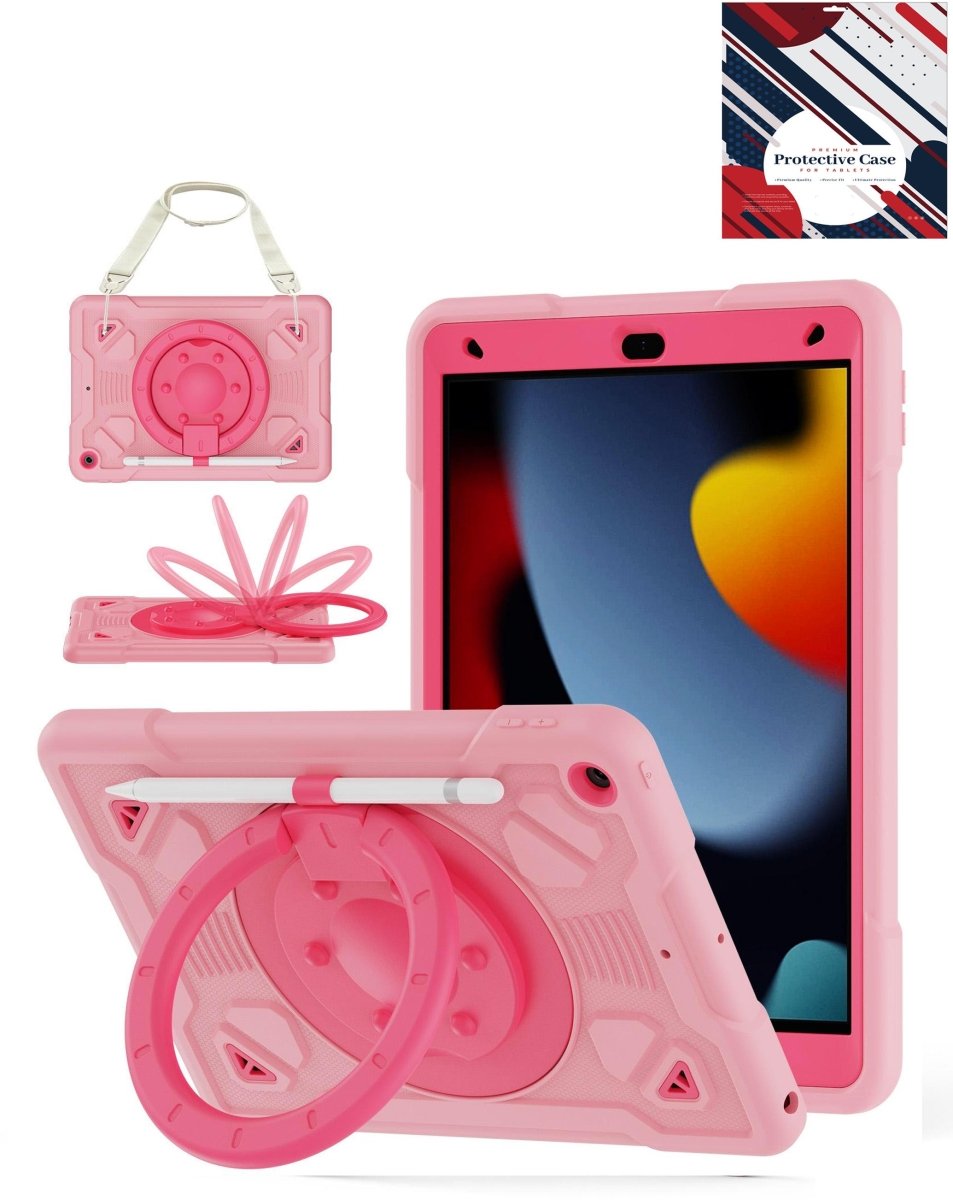 Shockproof Heavy Duty Stand Case with Pen Slot - Pink & Hot Pink for iPad 10.2" (7th / 8th / 9th) / Air 3 / Pro 10.5 iPad Case - Pro iPhone Repair
