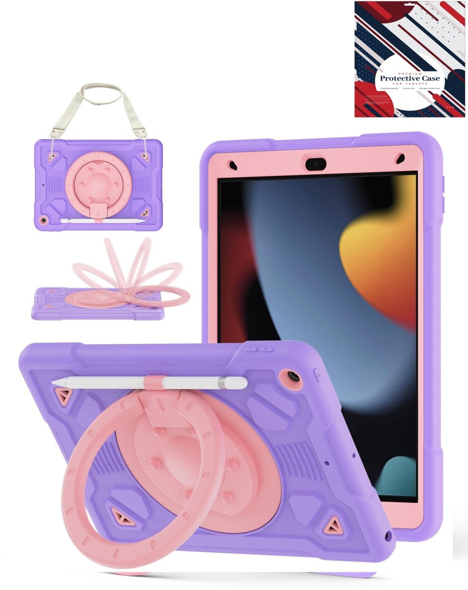 Shockproof Heavy Duty Stand Case with Pen Slot - Purple & Pink for iPad 10.2" (7th / 8th / 9th) / Air 3 / Pro 10.5 iPad Case - Pro iPhone Repair