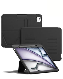Shockproof Magnetic Multi-Angles Stand Case with Pen Holder - Black for iPad Air 13 2024 / Pro 12.9 (3rd / 4th / 5th / 6th) iPad Case - Pro iPhone Repair