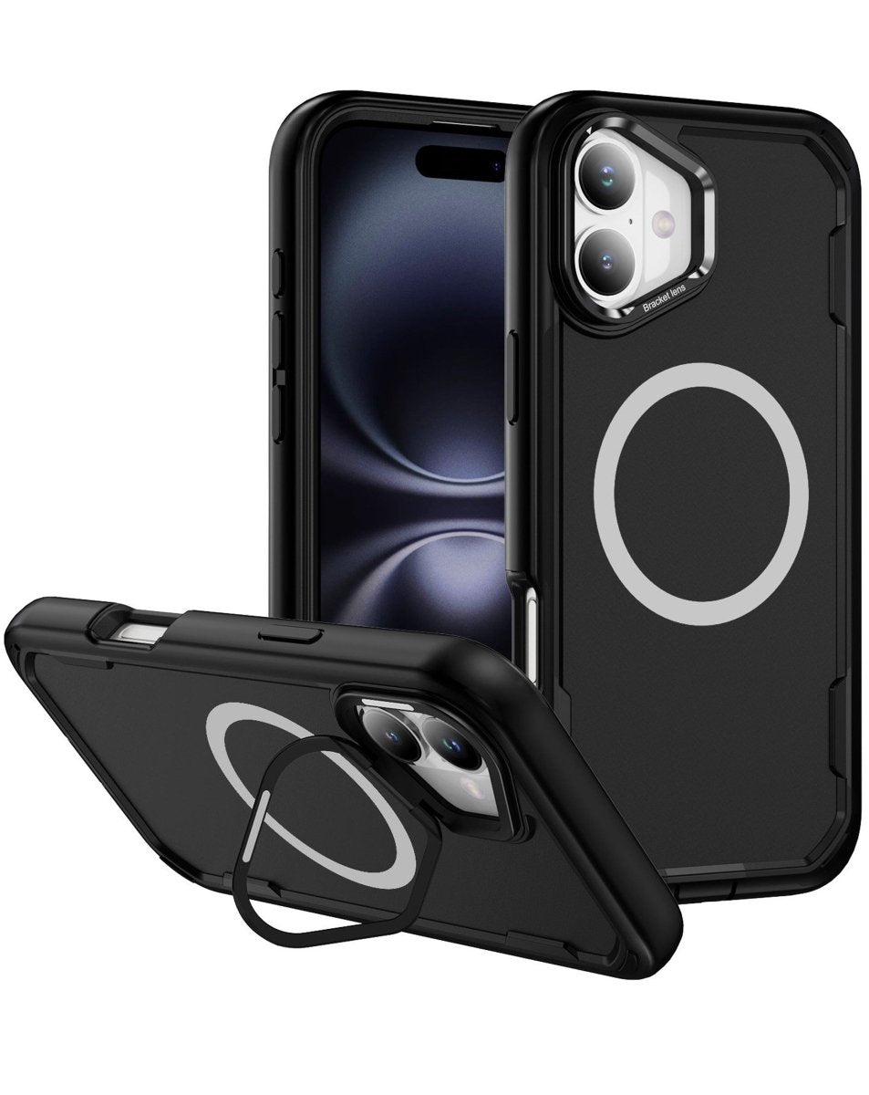 Shockproof MagSafe Case with Camera Stand - Black for iPhone 17 Phone Case - Pro iPhone Repair
