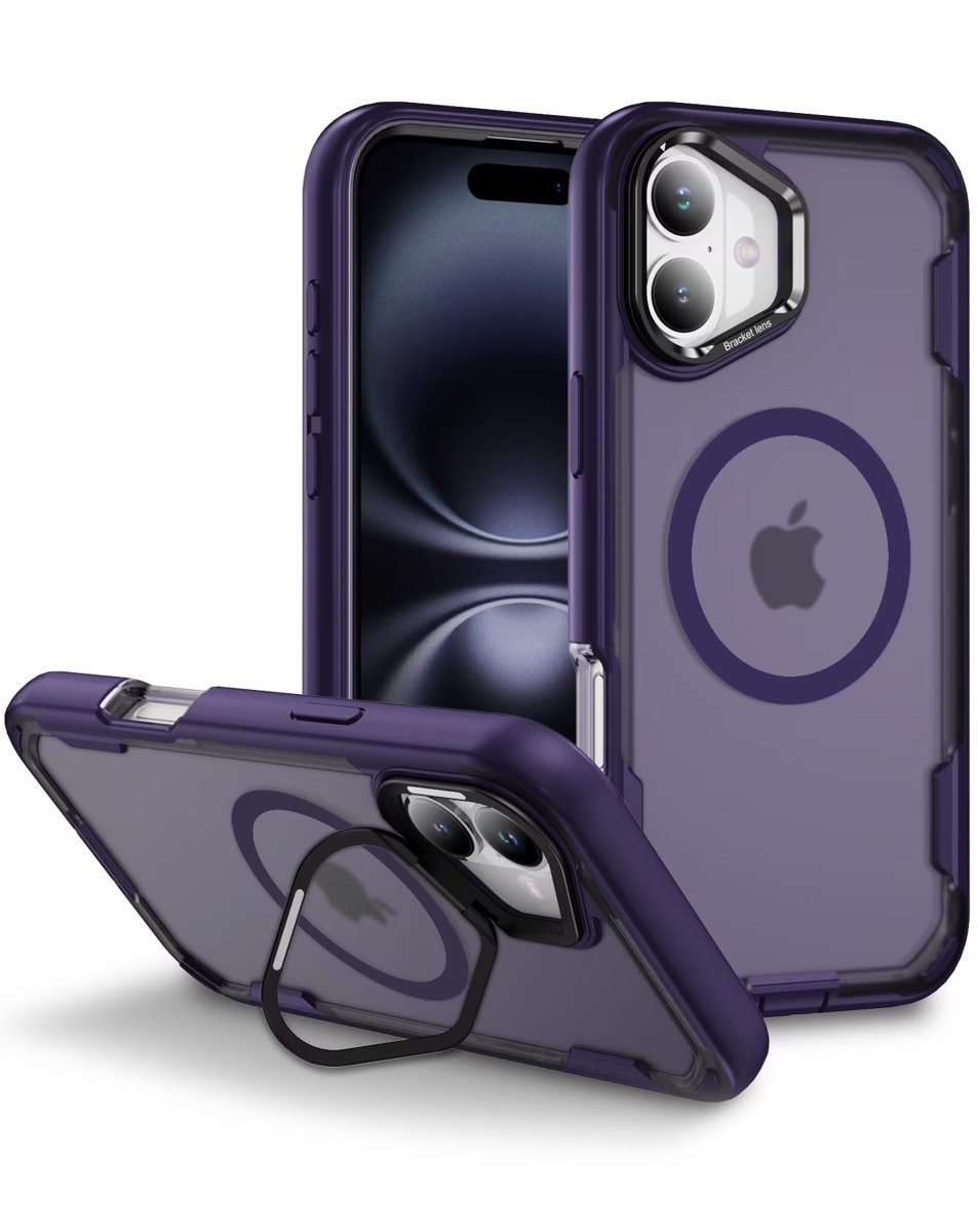Shockproof MagSafe Case with Camera Stand - Purple for iPhone 17 Phone Case - Pro iPhone Repair
