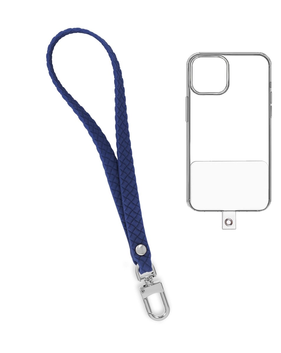 Silicone Braided Wrist Lanyard (0.4ft) - Navy Blue Phone Lanyard - Pro iPhone Repair