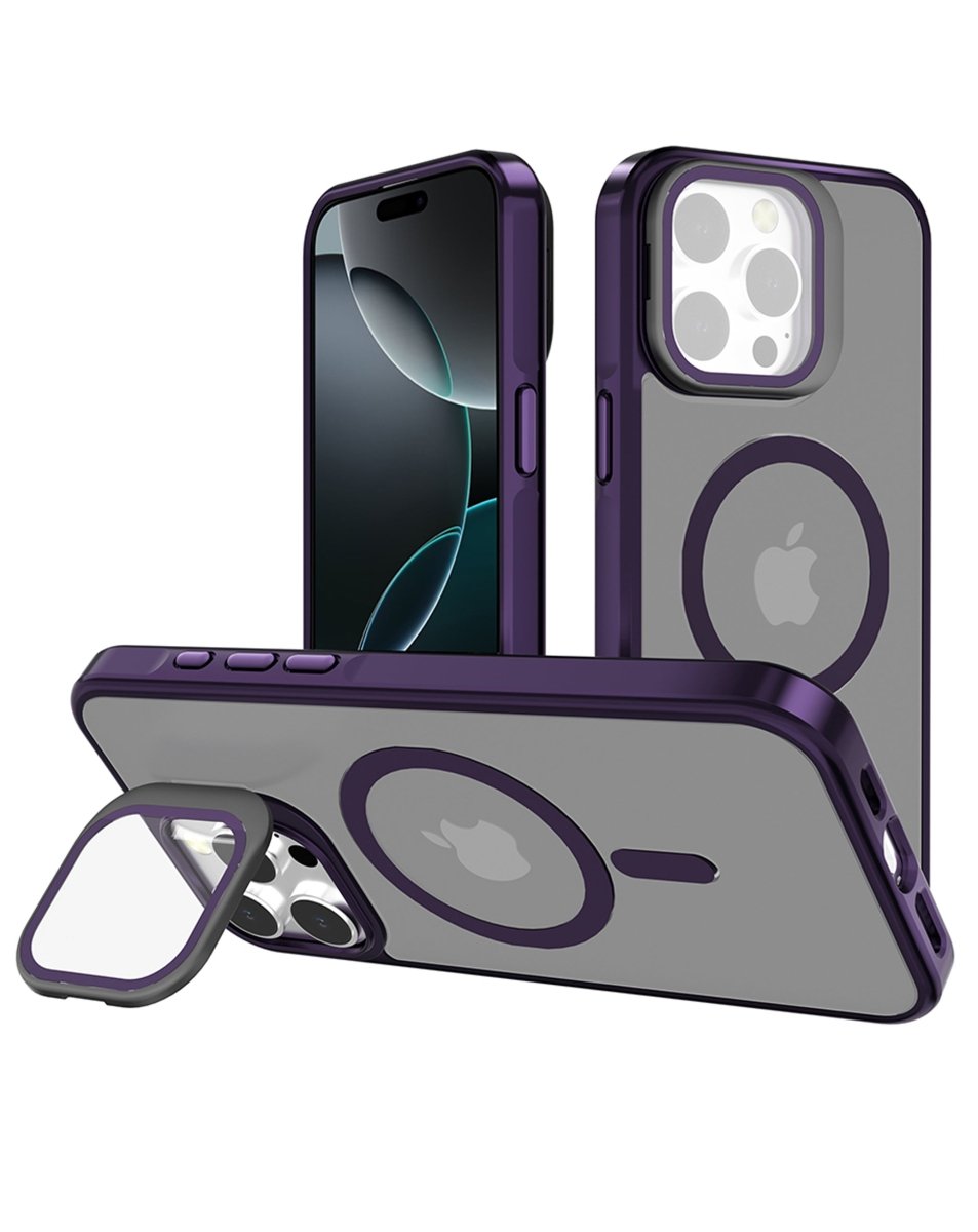 Slim Transparent Camera Stand Case with Wireless Charging - Purple for iPhone 14 Pro Max Phone Case - Pro iPhone Repair