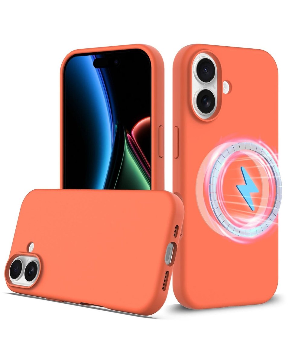 Soft Solid Silicone Case with Wireless Charging - Orange for iPhone 17 Phone Case - Pro iPhone Repair