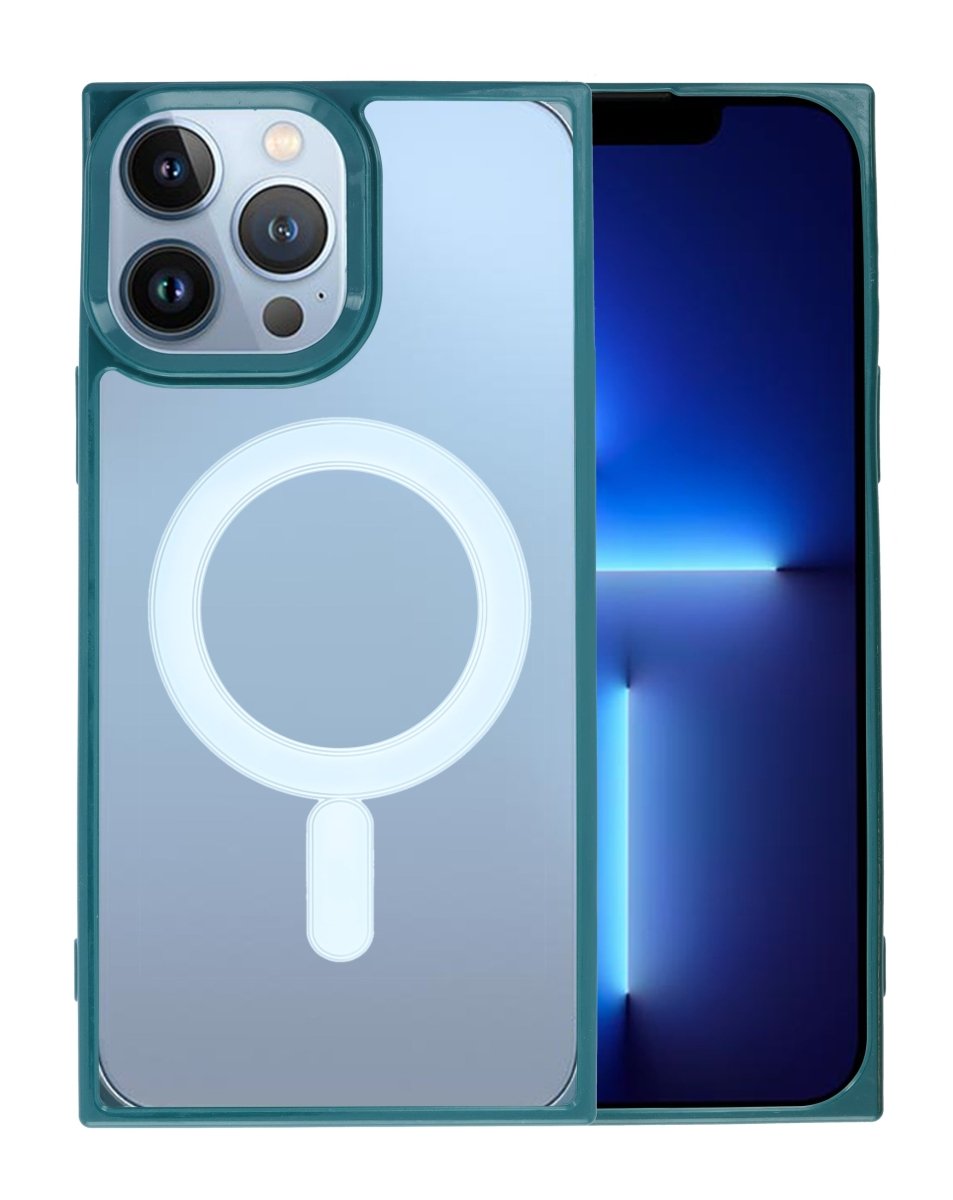Square Wireless Charging Clear Case - Green for iPhone 15 Pro Max Phone Case - Pro iPhone Repair