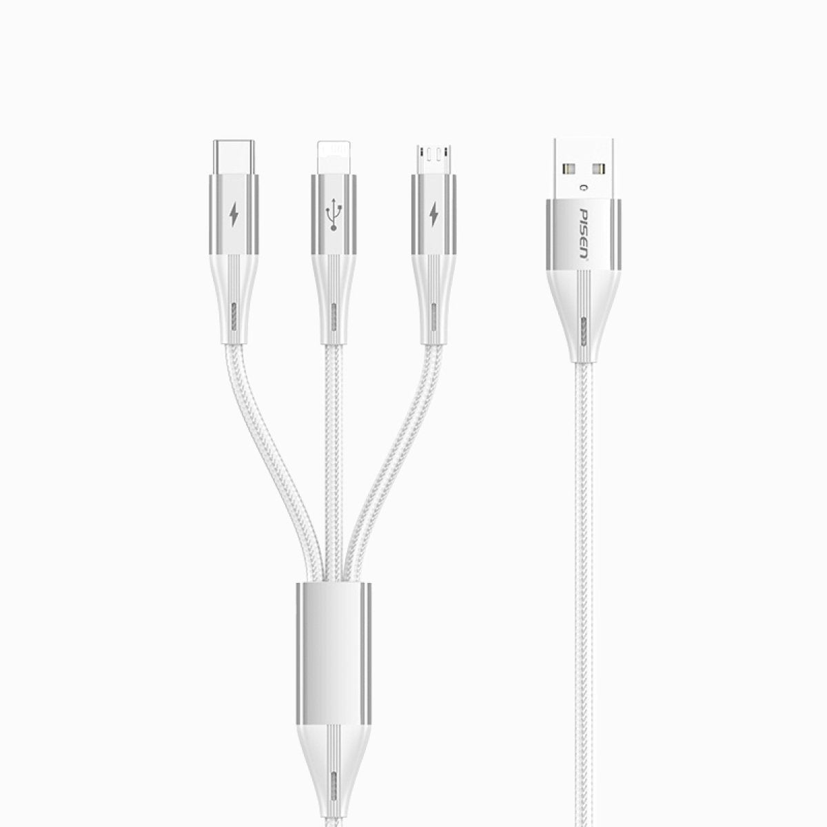 Star Speed 3-in-1 Braided Cable 1.2m PISEN Lightning, USB-C & Micro Charging Cable (AP-FC17-1200) - Pro iPhone Repair