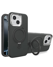 Support Heavy Duty Case with Wireless Charging Kickstand - Black for iPhone 15 Phone Case - Pro iPhone Repair