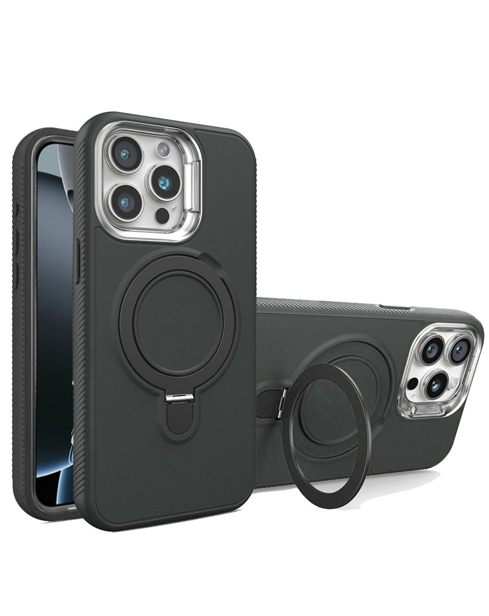 Support Heavy Duty Case with Wireless Charging Kickstand - Black for iPhone 15 Pro Max Phone Case - Pro iPhone Repair